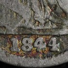 1844 Seated Liberty Half Dime Fine - Rpd Repunched Date E815 Twink