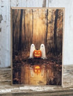 New Primitive Ghosts Block Jack O Lantern Spooky Halloween Fall 6 h X 4 wx 1 d