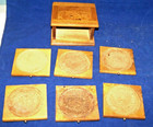 Vintage Set Of 6 Wood   Cork Coasters