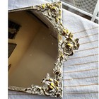 Gorgeous Vintage Mirrored Vanity Tray Dresser Tray Metal Roses Shabby Cottage 