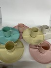 Vintage Gotham Ware 12 Pc Divided Picnic Set 6 Plates 6 Mugs Speckled Retro