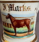 Antique Limoges Occupational Shaving Mug Equestrian Horse Name J  Marks 1906