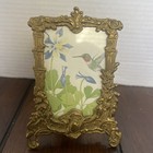 Vtg Victorian art Nouveau Style Brass Photo Frame  Ornate Footed 3   x5   