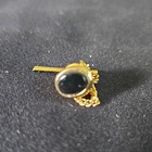 Men s Gold Tone Tie Tack W  Chain  Black Oval Onyx Stone  1 Gemstone