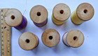7 Large Wooden Vintage Antique Multicolored Thread Spools - No Labels