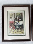 Pair Of Milton Bradley Chromolithograph Framed Prints Rare Victorian Antique