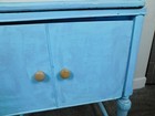 Antique Art Deco Painted Sewing Table Cabinet Flip Top Door Front Lift Top Table