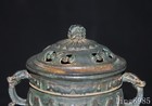 3 8 old China Ancient Dynasty Bronze Ware Beast Incense Burner Censer Statue