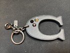 Coach Signature C Leather Bag Charm Key Chain Jeweled Black Gunmetal