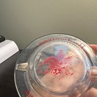 Budweiser King Of Beers Clear Glass Ashtray Red Logo Breweriana