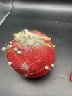 Vintage Tomato Pin Cushion Pair  Older Has Built In Tape Measure 
