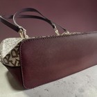 Dkny Saffiano Leather   Logo Canvas Shoulder Bag In Burgundy