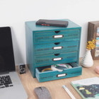 Wooden Storage Box With 4 Drawers Vintage Office Supplies And Accessories Letter