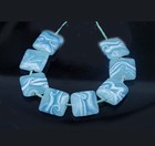8 Handmade Lampwork Glass  blue Dream  Swirl Square Beads 14mm 