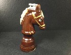Vintage Painted Ceramic Horse Head Chess Knight Table Lighter Japan 1950 s-60 s