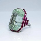 7ct Art Deco Vintage Style Aquamarine   Ruby Anniversary 14k White Gold Fn Ring