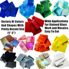Mosaic Tiles Stained Glass Sheets For Crafts Bulk  Broken Glass Pieces  Variety 
