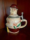 Gerzit Gerz Figural Beer Stein Character Hiker Pewter Lidded Hand Painted German