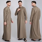 Dubai Men Long Sleeve Robe Jubba Kaftan Thoub Thobe Abaya Islamic Dishdasha Arab