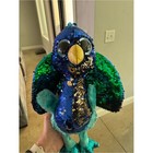 Ty Beanie Boo Flippables Tyson Peacock Plush 9  Teal Blue Gold Sequin Bird