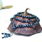 New Blue Tiger   s Eye Tibet Buddhist 108 Prayer Beads Mala Necklace Meditation