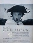 1950   s Irving Penn Dovima Fashion Vogue Magazine Pg Clipping Lot Hats Vintage