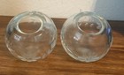 Pair Of Vintage Mid Century Modern Etched Glass Orb Slanted Ashtrays  3 