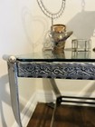 Vintage Mid-century Modern Sculptural Brutalist Steel Metal   Glass Side Table