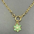 Vintage 12k Gold Filled Pocket Watch Chain Fob dog Clip o-ring pretty Green Gems