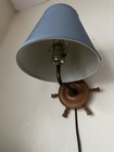 Vintage Wall Scone Lamp Nautical Boat Wheel Blue Shade