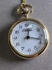Coca Cola Pocket Watch Quartz Gold Tone Chain Drink Coca Cola China Collectible