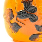 Vintage 70s Chinese Amber Glass Relief Carved Fish Snuff Bottle