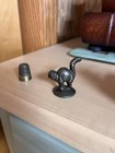 Vintage Metal Cat  guarding   Brass Thimble Holder