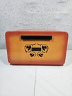 Vintage Mid-century Modern Sunburst Orange Metal Bread Box W  Floral Accents  