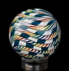 Bryan Trillas Glass Marble filigree Cane uv  Blue   White Rainbow 1 0-1 1 Inch