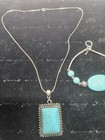 Necklace   Bracelet With Imitation Turquoise Silver Tone Jewelry