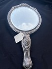 Ornate Metal Hand Mirror With Floral   Lady Design Vanity Mirror Silver Plate