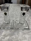Waterford Metropolitan Clear Crystal Candlestick Holders Pair In Original Box