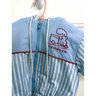 Vintage Oshkosh Bgosh Baby Blue Striped Sherpa Lined Train Puffer Jacket 12m