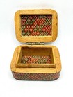 Vintage Persian Marquetry Khatam Kari Mini Trinket Box Inlaid On Inside   Bottom