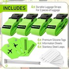 Travel Set  4-pack Luggage Straps   Silicone Id Tags For Easy Travel  Green