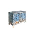 Distressed Blue 2 Doors Credenza Sideboard Console Table Cabinet Ws4467