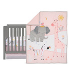 Lambs   Ivy Jazzy Jungle 3-piece Safari Animals Pink Baby Crib Bedding Set