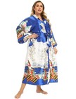 Feslieacc Womens Long Satin Robes  Japanese Kimono Bathrobes  Royal Blue  One   