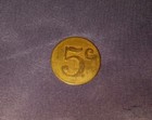 Rare 5   Antique Brass Token  1920 s-era 