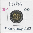 Kenya 5 Shillings 2018 K46 Black Rhino   2 Lions Bimetal