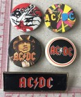 5x Vtg Og Ac dc Pin Badges Heavy Metal Music Band 1980s