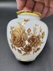 Ks Bavaria Small Vase Gold Roses Floral White Porcelain West Germany Vtg 3 5   