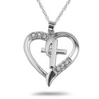Crystal Cross Love Heart Faith Pendant 925 Sterling Silver 22  Necklace Woman