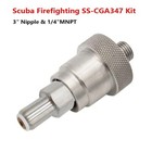 Scba Firefighting Ss-cga 347 Kit 1 4 Inch Mnpt Hand Tight Nut   3 Inch Nipple